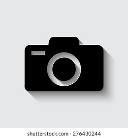 Camera icons. Vector illustration on a grey background