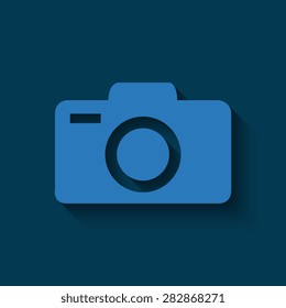 Camera icons. Vector illustration on a blue background