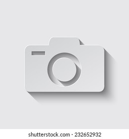 Camera icons. Vector illustration. with shadow on a grey background