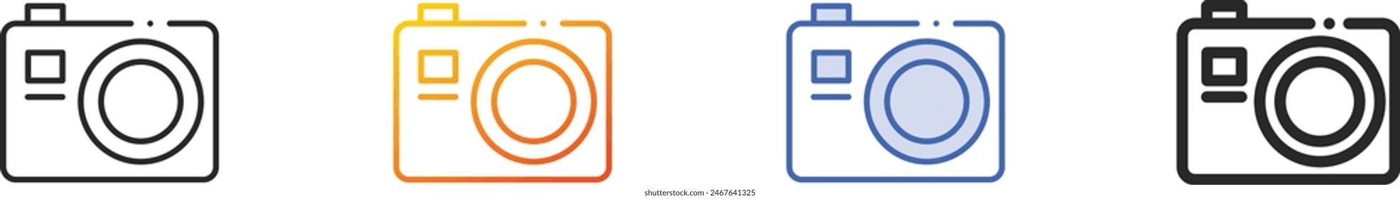 camera icon.Thin Linear, Gradient, Blue Stroke and bold Style Design Isolated On White Background