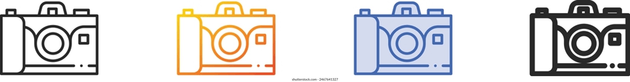 camera icon.Thin Linear, Gradient, Blue Stroke and bold Style Design Isolated On White Background