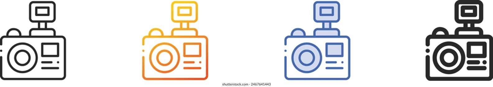 camera icon.Thin Linear, Gradient, Blue Stroke and bold Style Design Isolated On White Background