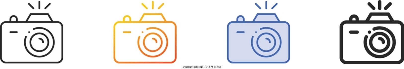 camera icon.Thin Linear, Gradient, Blue Stroke and bold Style Design Isolated On White Background