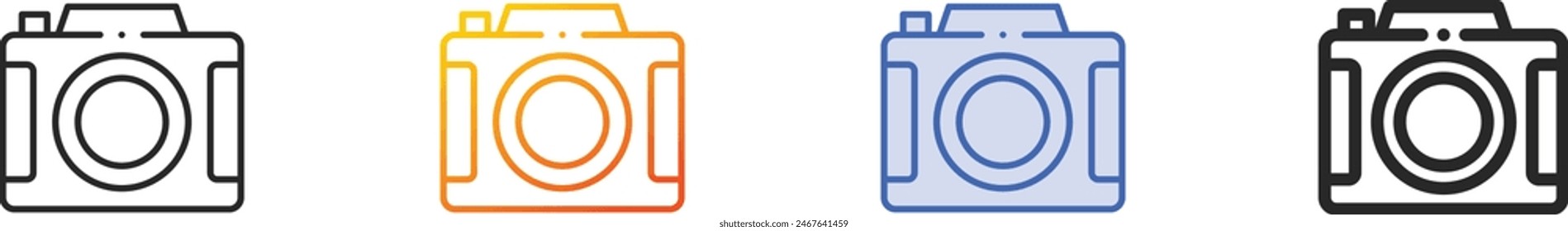 camera icon.Thin Linear, Gradient, Blue Stroke and bold Style Design Isolated On White Background