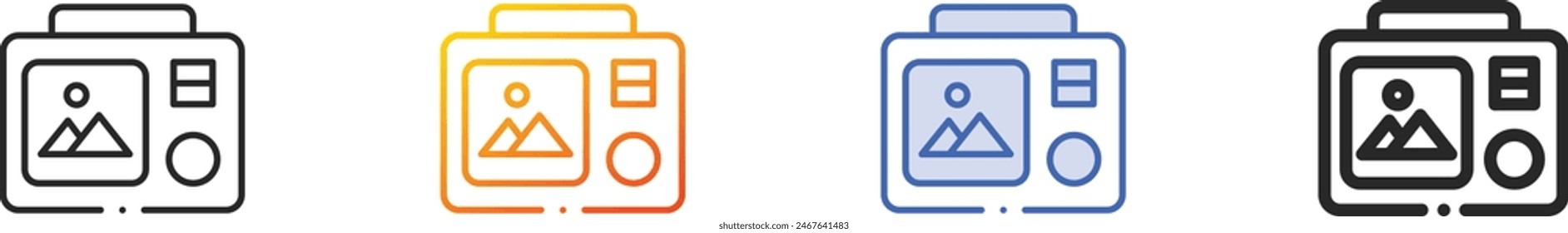 camera icon.Thin Linear, Gradient, Blue Stroke and bold Style Design Isolated On White Background