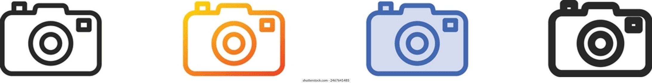 camera icon.Thin Linear, Gradient, Blue Stroke and bold Style Design Isolated On White Background