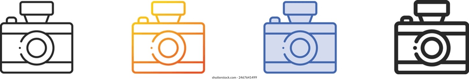 camera icon.Thin Linear, Gradient, Blue Stroke and bold Style Design Isolated On White Background