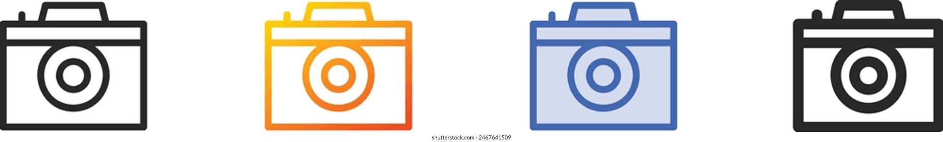 camera icon.Thin Linear, Gradient, Blue Stroke and bold Style Design Isolated On White Background