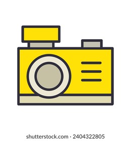 Camera illustrated on white background