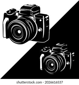 ilustración de cámara en blanco y negro