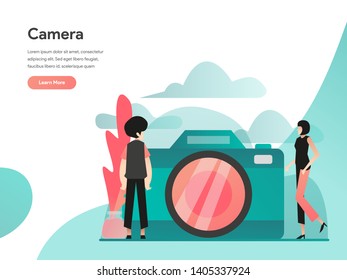 Camera Illustration Concept. Modern flat design concept of web page design for website and mobile website.Vector illustration EPS 10