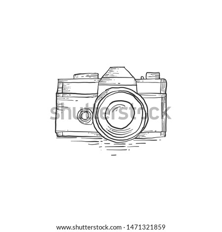 camera illustration design, hand draw, camera illustration
