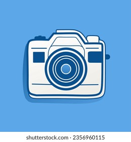 Camera illustration design on blue background