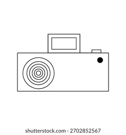 Ilustración de cámara, un dispositivo utilizado para tomar fotografías aisladas en