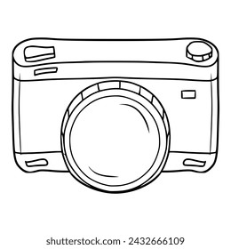 camera illustration hand drawn ouline sketch vector