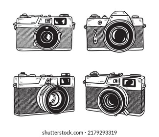 Camera illustration hand drawn vector eps