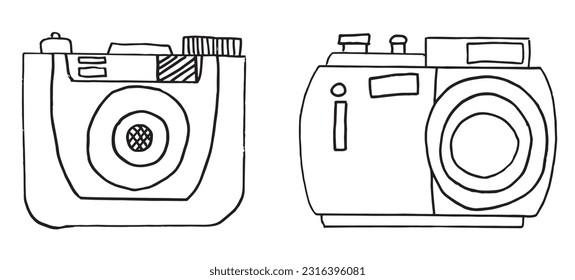 Camera illustration image. 
Hand drawn image artwork of camera. 
Simple cute original logo.
Hand drawn vector illustration for posters, cards, t-shirts.