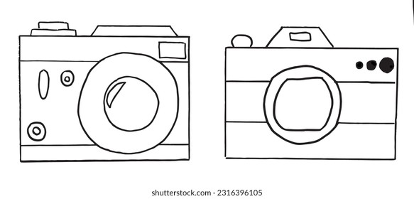 Camera illustration image. 
Hand drawn image artwork of camera. 
Simple cute original logo.
Hand drawn vector illustration for posters, cards, t-shirts.
