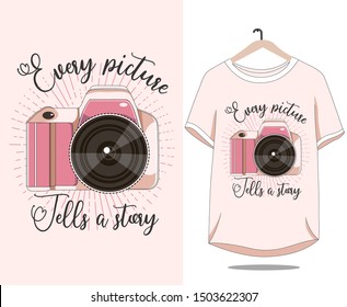 camera illustration vector for t shirt design