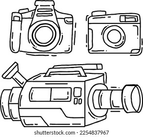 Camera Illustrations vector handrawn, doodle style