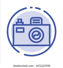 Camera, Image, Design Blue Dotted Line Line Icon. Vector Icon Template background