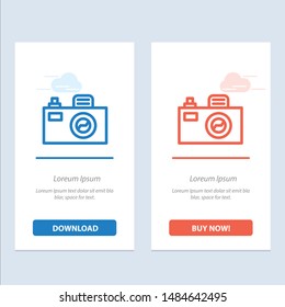 Camera, Image, Design  Blue and Red Download and Buy Now web Widget Card Template. Vector Icon Template background