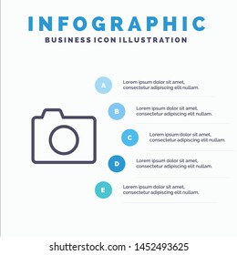 Camera, Image, Photo, Basic Line icon with 5 steps presentation infographics Background