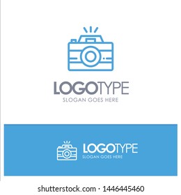 Camera, Image, Photo, Photography Blue Outline Logo Place for Tagline