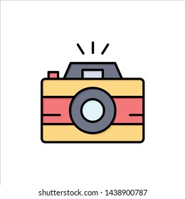 Camera, Image, Photo, Photography  Flat Color Icon. Vector icon banner Template