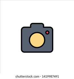 Camera, Image, Photo, Picture Business Logo Template. Flat Color