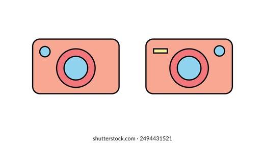 Camera, Image, Photo, Picture Flat Color Icon. Camera icon isolated on abstract background. Vector Icon Template background. Camera Icon. Symbol illustration.
