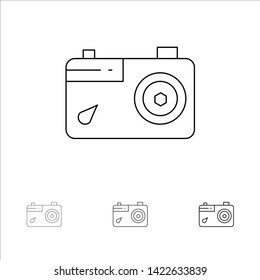 Camera, Image, Picture, Photo Bold and thin black line icon set
