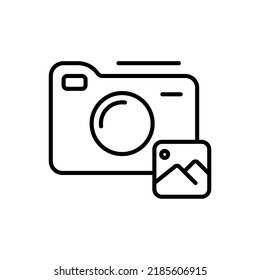 camera with image symbol, photography icon vector