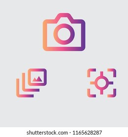 Camera ,images and  autofocus   gradient color vector icon.