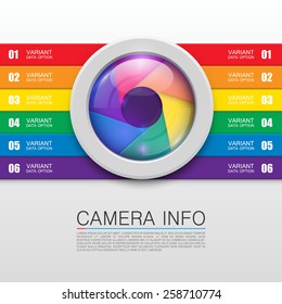 Camera info banner. Vector illustration