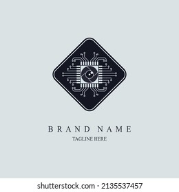 Camera Integrated Circuit microchip CPU logo design template for brand or company and other