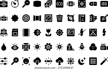 Iconos de la cámara y de la foto Icono simple del Vector. Plantilla de diseño de símbolos de ilustración para elemento de interfaz de usuario móvil de Web.