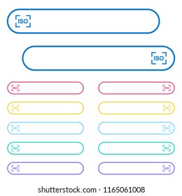 Camera iso speed setting icons in rounded color menu buttons. Left and right side icon variations.