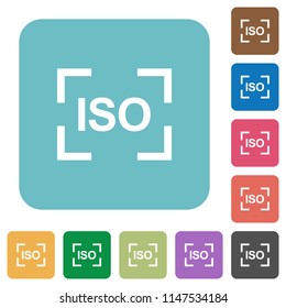 Camera iso speed setting white flat icons on color rounded square backgrounds