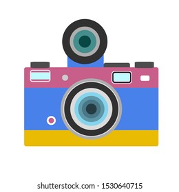 Camera isolated flat design icon vector illustration.  