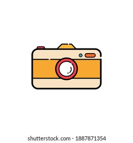 Camera isolated icon on white background. Vector illustration in flat cartoon design. Use for website, banner, poster, graphic, app. 