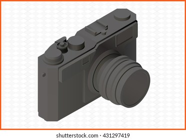 camera isolated on white background. photocamera isometric flat vector 3d illustration