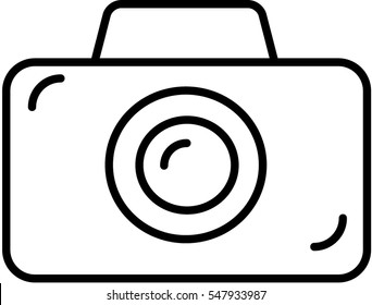 Camera isolated vector in black contour against white background