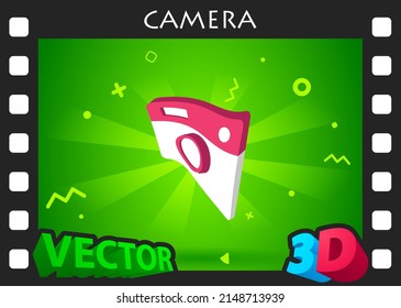 Camera isometric design icon. Vector web illustration. 3d colorful concept