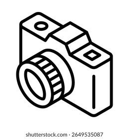 Ícone Isométrico Da Câmera. Equipamento de fotografia de viagem
