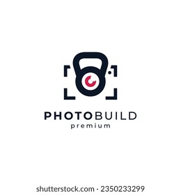 camera and kettle bell  for fitness and sports model shoot logo 