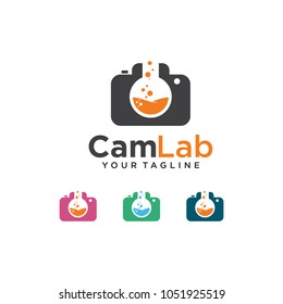 camera lab logo vector with camera and laboratory glass combination