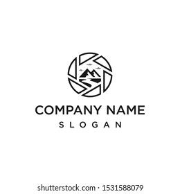 Camera landscape logo design vector