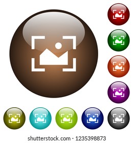Camera landscape mode white icons on round color glass buttons