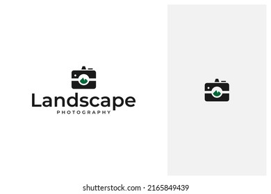 camera, landscape photography vector logo design